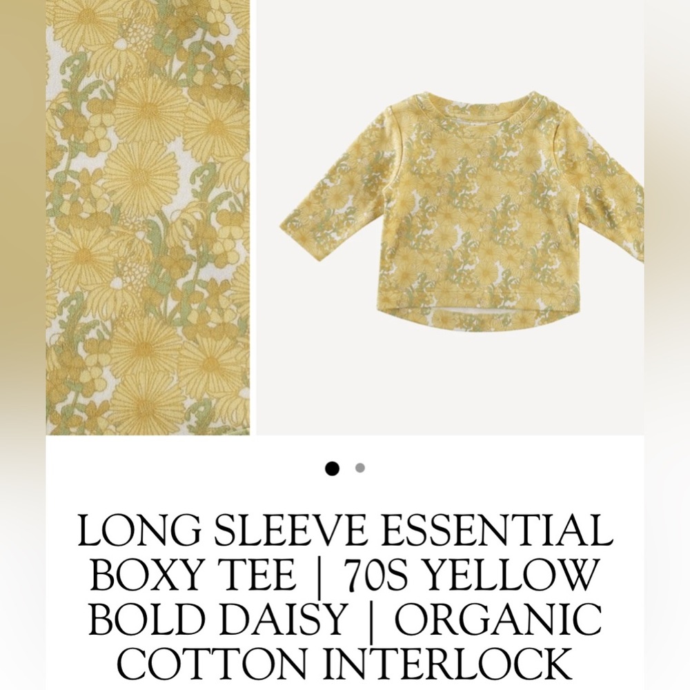 Kate Quinn boxy long sleeve tee 70s yellow bold  daisy nwt organic cotton